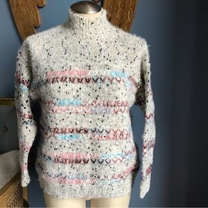 NWOT Maurices light gray and pastels mock neck pull over sweater. Cozy, casual
